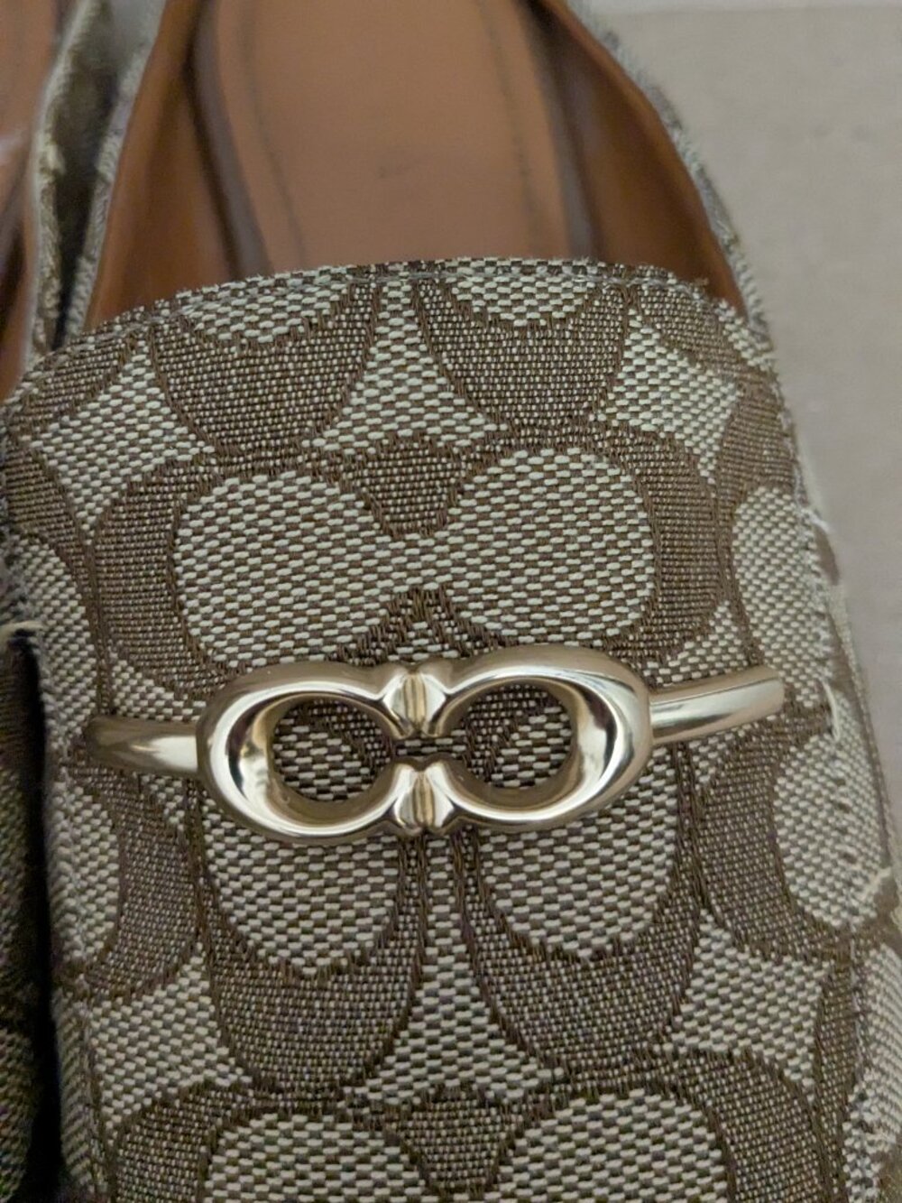 Coach Sienna Beige Canvas Signature Horsebit Backless Mules 8B Brown - Picture 7 of 16